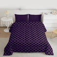 thumbnail image 2 of Homewish Chic Buffalo Plaid Full Size Comforter Sets for Adult, Purple Stripes Ombre Bedding Comforter Set, Ribbon Bowknot Reversible Bedding Sets, Breathable Home Decor, 3pcs, 2 of 8