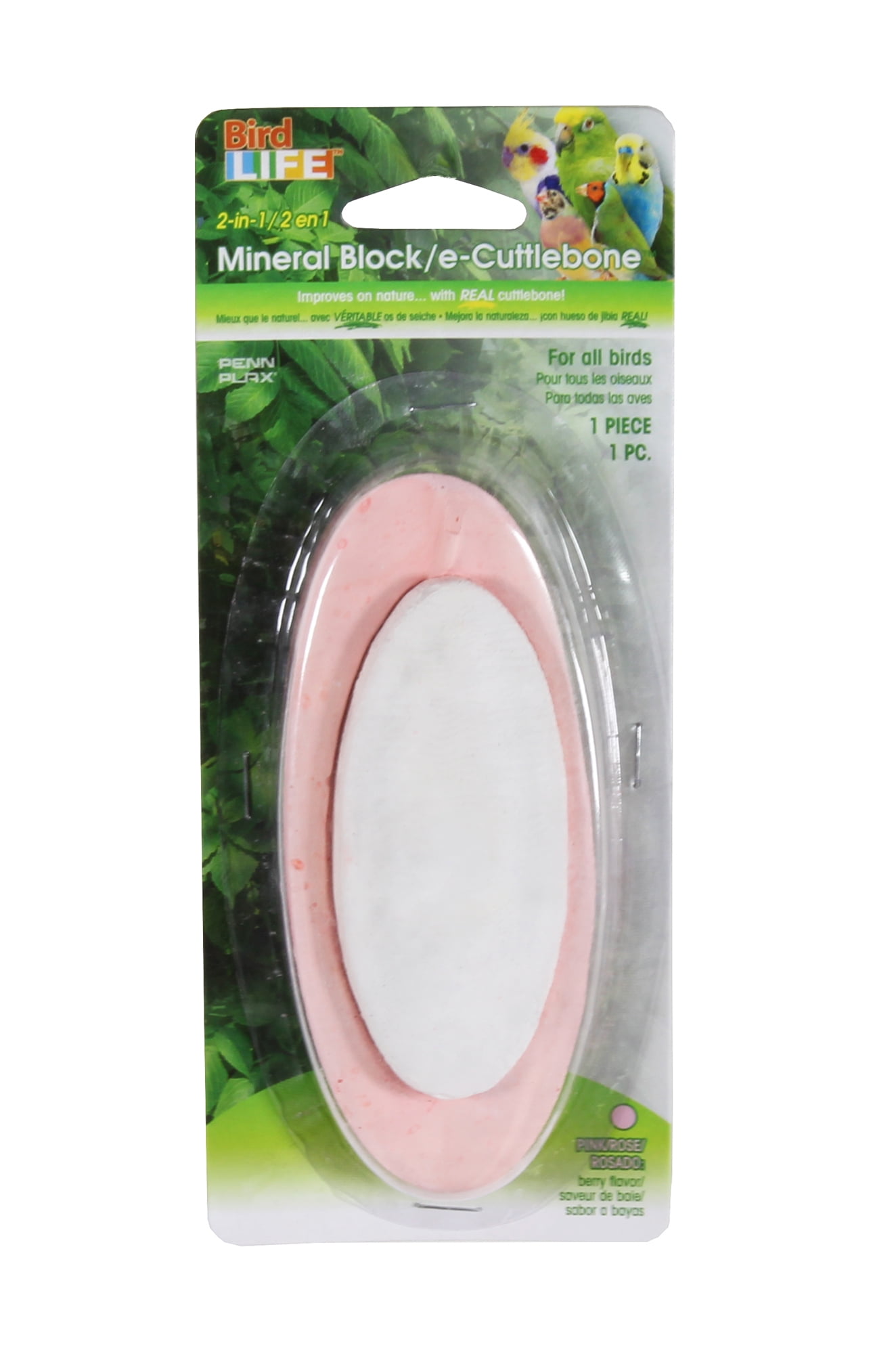 (2 pack) Penn-Plax 2-in-1 E-Cuttlebone & Mineral Block for Birds – Berry Flavor – 1 Pack