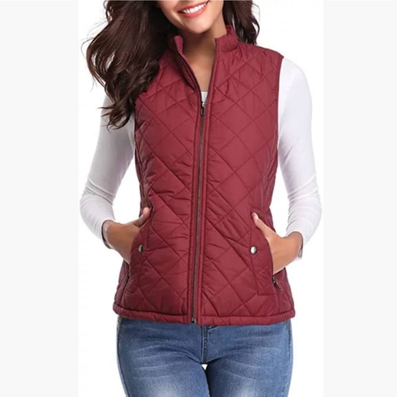 Women's Quilted Gilet Lightweight Body Warmer Padded Outdoor Vest Sleeveless Jacket