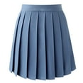 thumbnail image 3 of HXWCHs High Waist Pleated Flared Skirt Women Casual A Line Mini Summer Fall Fashion Outfit Blue M, 3 of 3