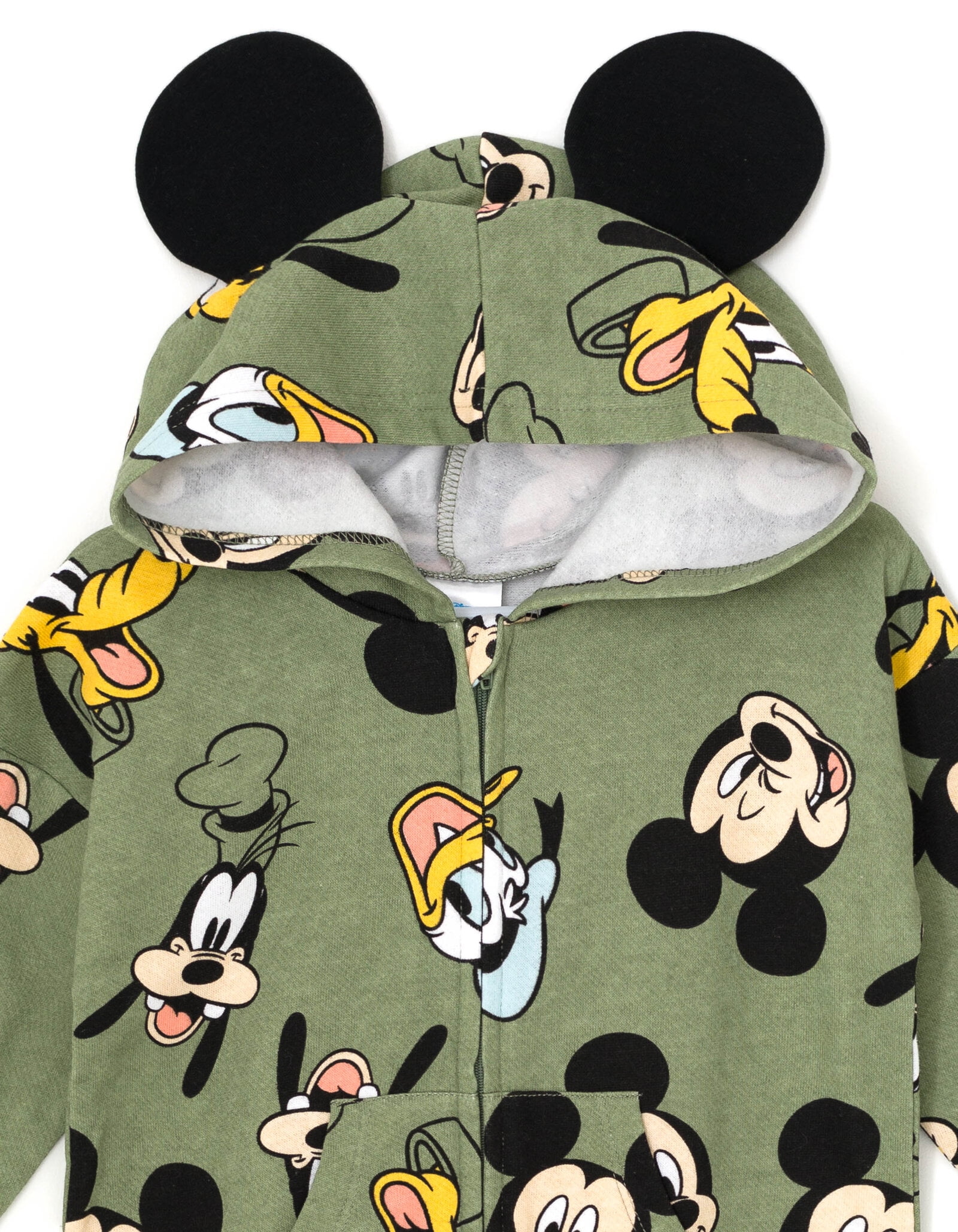 Disney Mickey Mouse Goofy Donald Duck Toddler Boy Girl Fleece Zip Up Coverall Green 2T