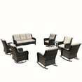 thumbnail image 3 of MeetLeisure 9 Pieces Outdoor Furniture Patio Furniture Set with One 3-Seat Sofa, Four Swivel Rocking Chairs,Two Rocking Chairs,Two Side Tables, Beige, 3 of 15