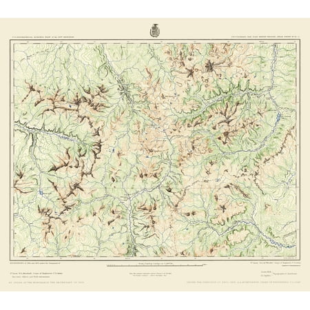 Topographical Map - Colorado Southwest Sheet - US Army 1877 - Vintage Wall Art