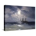 thumbnail image 1 of Sailing ship in the moonlight on a calm sea, 1874, Scenic Stretched Canvas Wall Art by Ivan Konstantinovich Aivazovsky Sold by ArtCom, 1 of 5