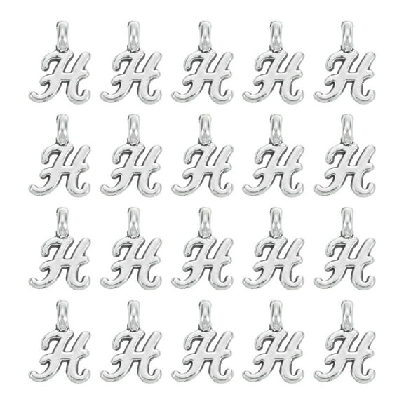 Uxcell 100 Pack A-Z Alphabet Charm, Metal Alphabet H Letter Charm Initial Charm Pendant Bead for Necklaces Bracelets Jewelry Making Crafts, Silver