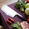 thumbnail image 6 of MDHAND 9-Piece Purple Gradient Handle Knife Set, 5 Stainless Steel Knives with Block, Sharpening Rod, Scissors and Peeler, for Home Kitchen, 6 of 8