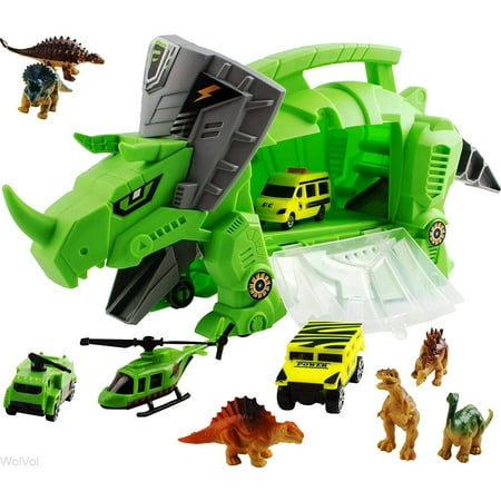 Dinosaur Storage Carrier for Your Dinosaurs and Cars (includes mini dinosaurs and car toys)