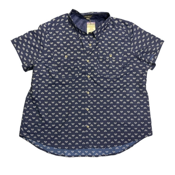 Eddie Bauer Women's Short Sleeve Moisture Wicking Adventure Shirt (Blueprint Geo Foulard, XXL)