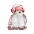 thumbnail image 1 of Botella de bebida para niños, botella deportiva, 650 ml de gran capacidad con pajita, taza para beber para la escuela, entrenamiento al aire libre, rosa transparente, 1 of 9