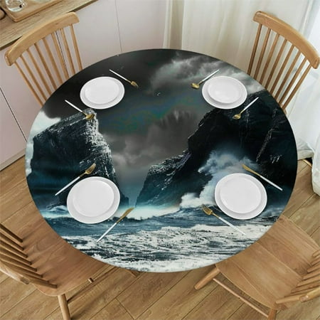 

Patifu Gothic Art Round Table Cover Stain Resistant Washable Indoor Outdoor Tablecloth Kitchen Dining Wedding Parties 100% Polyester Fiber 46-50