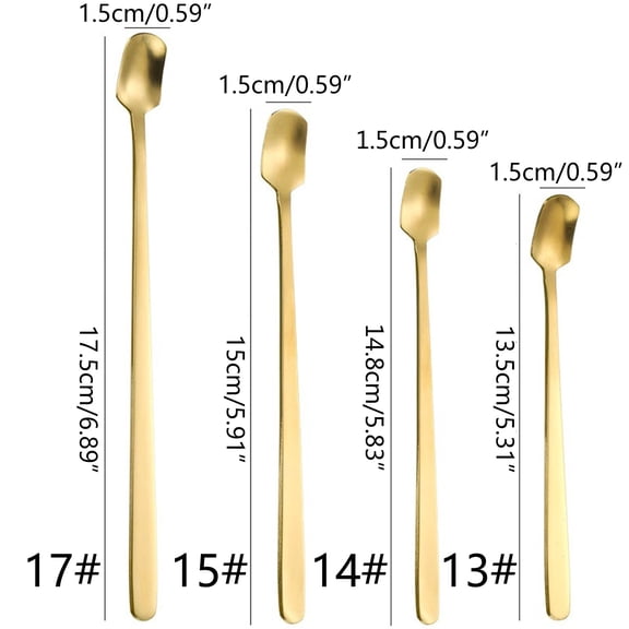 UNTERING Stainless Steel Square for Head Spoon Long Handle Stirring Spoons Mixing Spoon