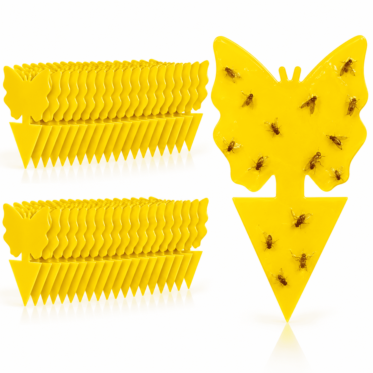 ZULAR 50 PC Yellow Sticky Gnat Traps for Indoor & Outdoor Plants,3 Cute Shapes (Tulip,Cat,Bird),Non-Toxic Fly Catcher for Whiteflies,Fungus Gnats,Fruit Flies,Resistant Adhesive Stakes
