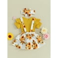 thumbnail image 4 of Jxzom Toddler Baby Girl Summer Clothes 3 6 12 18 24 Months Short Sleeve Ribbed Romper Floral Suspender Skirt Dress Headband Set, 4 of 8