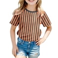 thumbnail image 1 of PMVFHDE Garçon Carnaval Rayé T-Shirt Graphique à Manches Courtes Confortable Décontracté Chemise de Fête Colorée pour Enfants Orange,110, 1 of 4