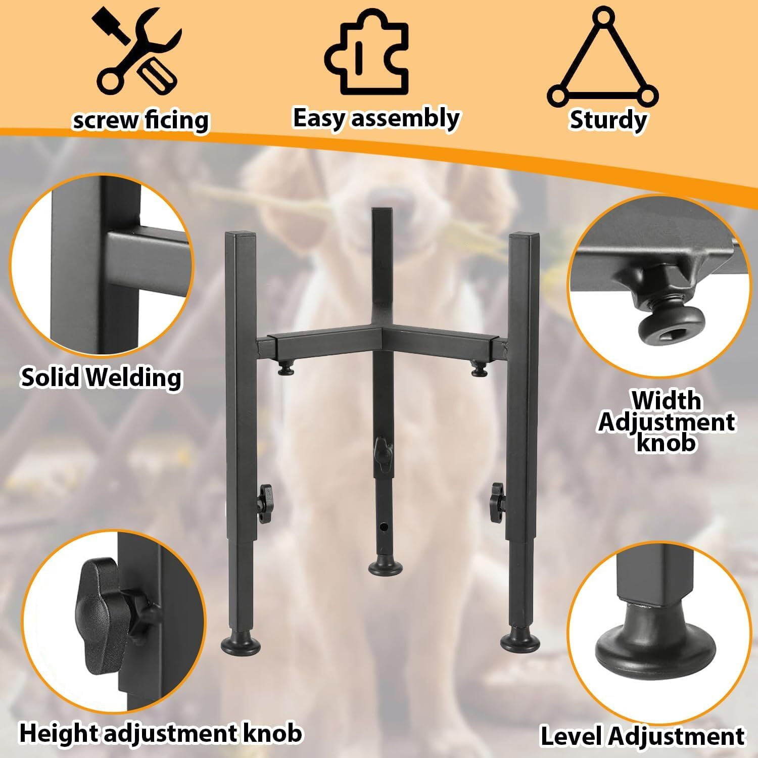 Adjustable Elevated Dog Bowl Stand - Wide Adjustable Fit Heights, Durable Metal Raised Feeder(Bowl Not Included)