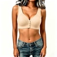 thumbnail image 5 of LIHOFIO Womens Sports Bras Solid Color Front Hook Thin Cotton Fixed Cup Wireless Elderly Back Bra, 5 of 5