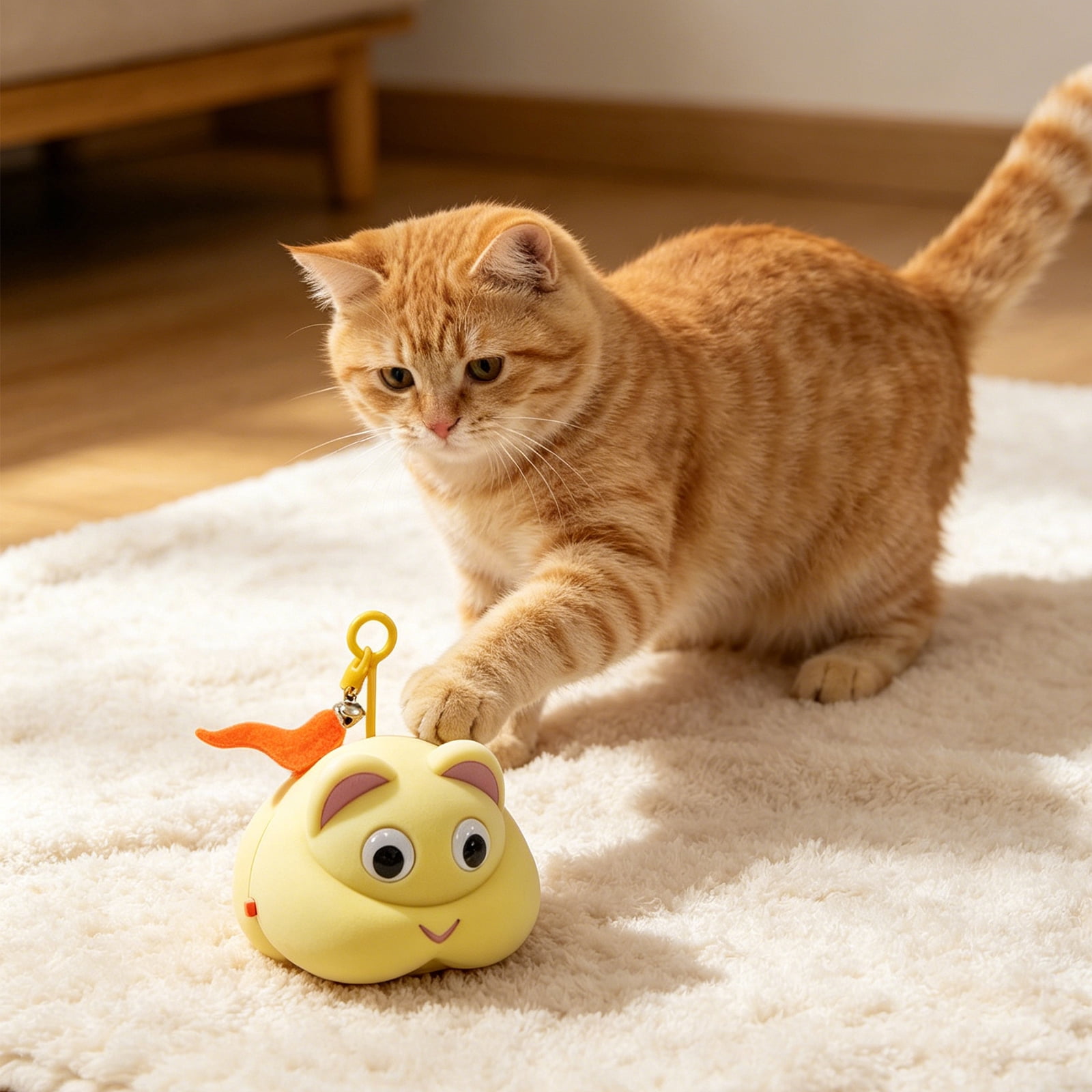 Interactive Electric Cat Toy with Auto Moving Feature and Gradient LED Lights, Rechargeable Indoor Pet Plaything for Fun and Exercise, Gift for Cat Lovers, Gray