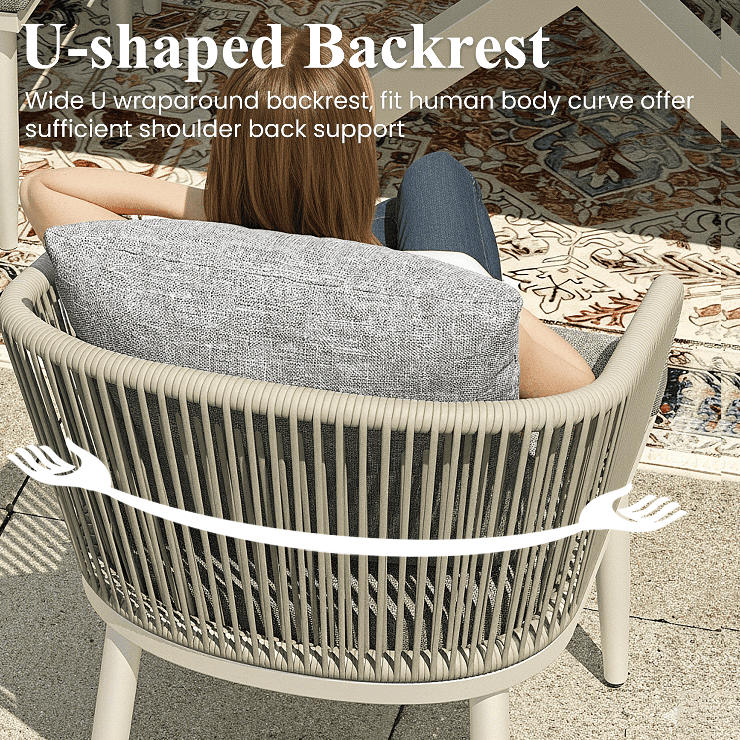 LayinSun 9 Pieces Outdoor Patio Dining Set, Aluminium Rectangular Dining Table and Wicker Rattan Chairs Set for Outside Backyard, Poolside