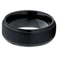 thumbnail image 3 of Silly Kings 8mm Black Tungsten Carbide Wedding Ring Flat Brushed Center with High Polish Stepped Edge 5, 3 of 4