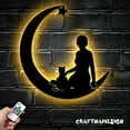 thumbnail image 3 of Craftnamesign Girl And Cat On The Moon Metal Wall Art LED Light, Moon Cat Metal, Home Room Decor, 3 of 5