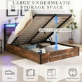 thumbnail image 6 of Full Size Lift Up Storage Bed Frame,Full Bed Frame with Bookcase Headboard & LED Lights,Wooden Platform Bed Frame with Charging Station, No Spring Box Needed,Full, 6 of 8