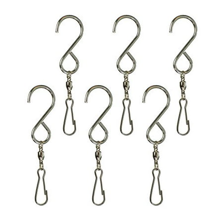 Triple Spinning Hook In the Breeze Stainless Steel Hang-It S Hooks with Ball Bearing Swivel - 6 PC for Smooth Spinning Hanging decor ()