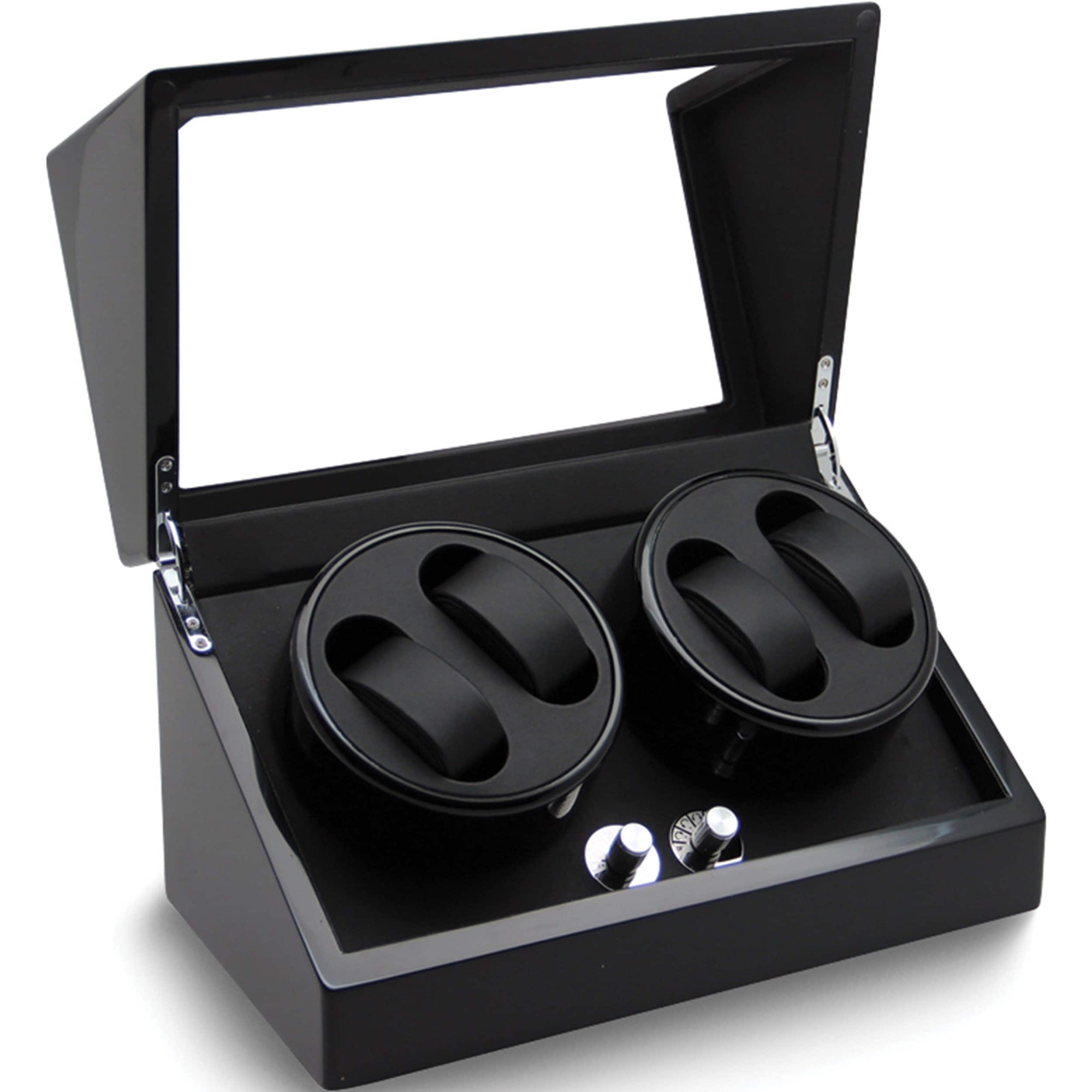 Fashion Rotations High Gloss Black Finish 4-Watch Winder (13 X 7) Made In China gm13136