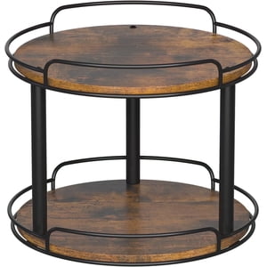 LAMU 12.2-Inch 2-Tier Wood Lazy Susan