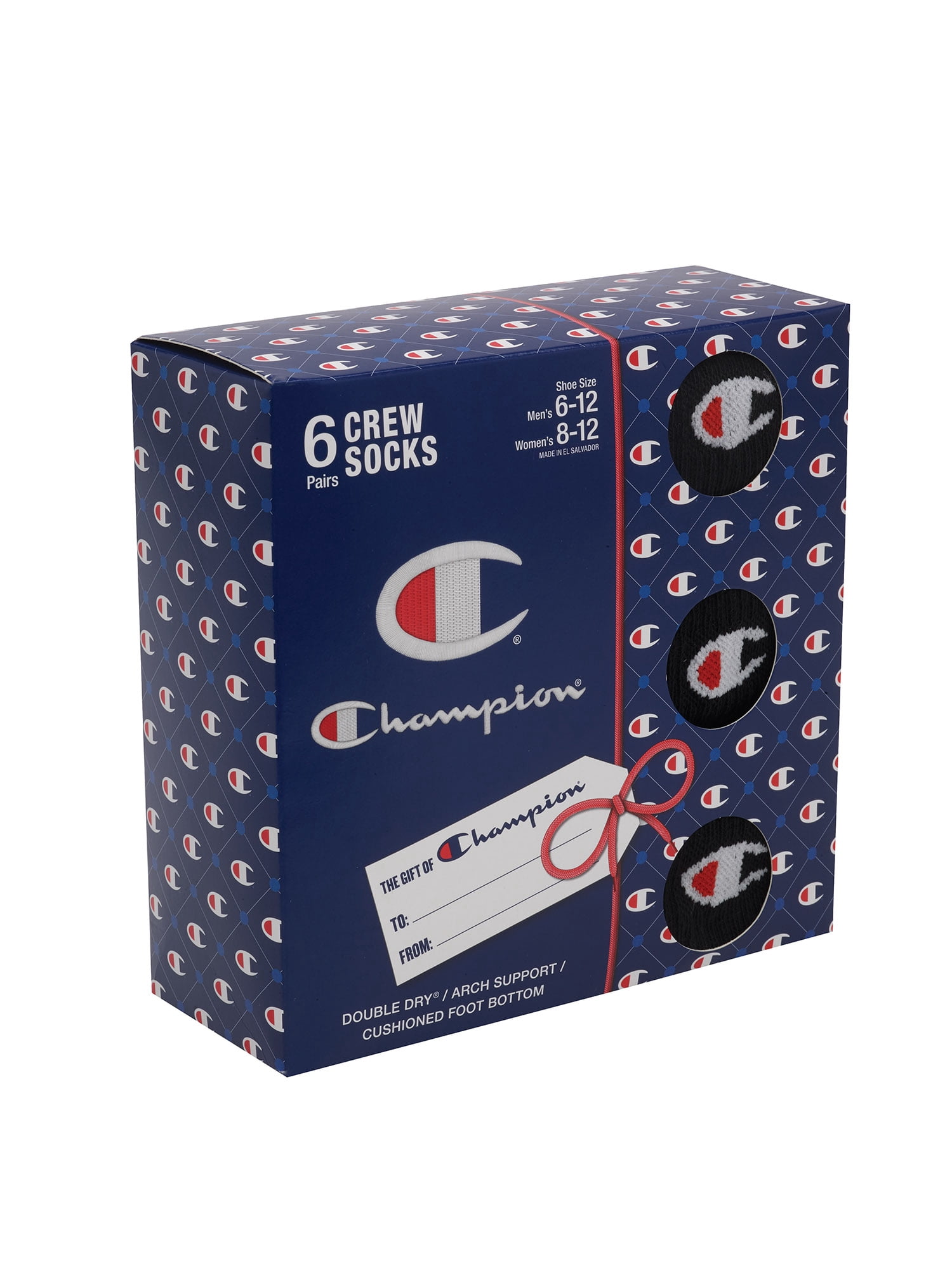 Champion Men's Crew Socks Gift Box, 6 Pack