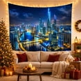 thumbnail image 3 of Aerial Nighttime Cityscape With Photograph, Mystical Fantasy for Space Lovers, Galaxy Room Decor, Valentine's Day Gift, Tapestry Wall Hanging for Bedroom and Dorm, 3 of 7