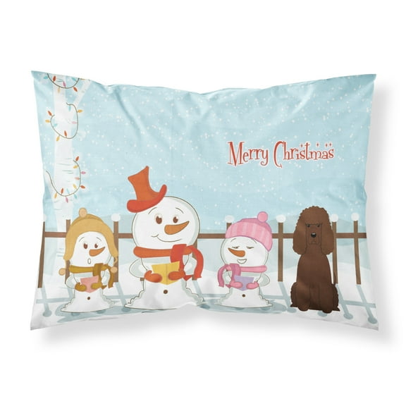 Merry Christmas Carolers Irish Water Spaniel Fabric Standard Pillowcase
