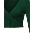 thumbnail image 4 of A2Y Women's Solid Cropped Bolero 3/4 Sleeve Button Down V-Neck Cardigan Sweater Huntergreen 2XL, 4 of 5