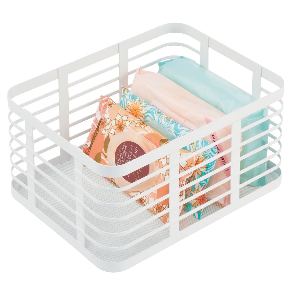 mDesign Flat Wire Metal Basket for Bathroom Accessories 12" Wide