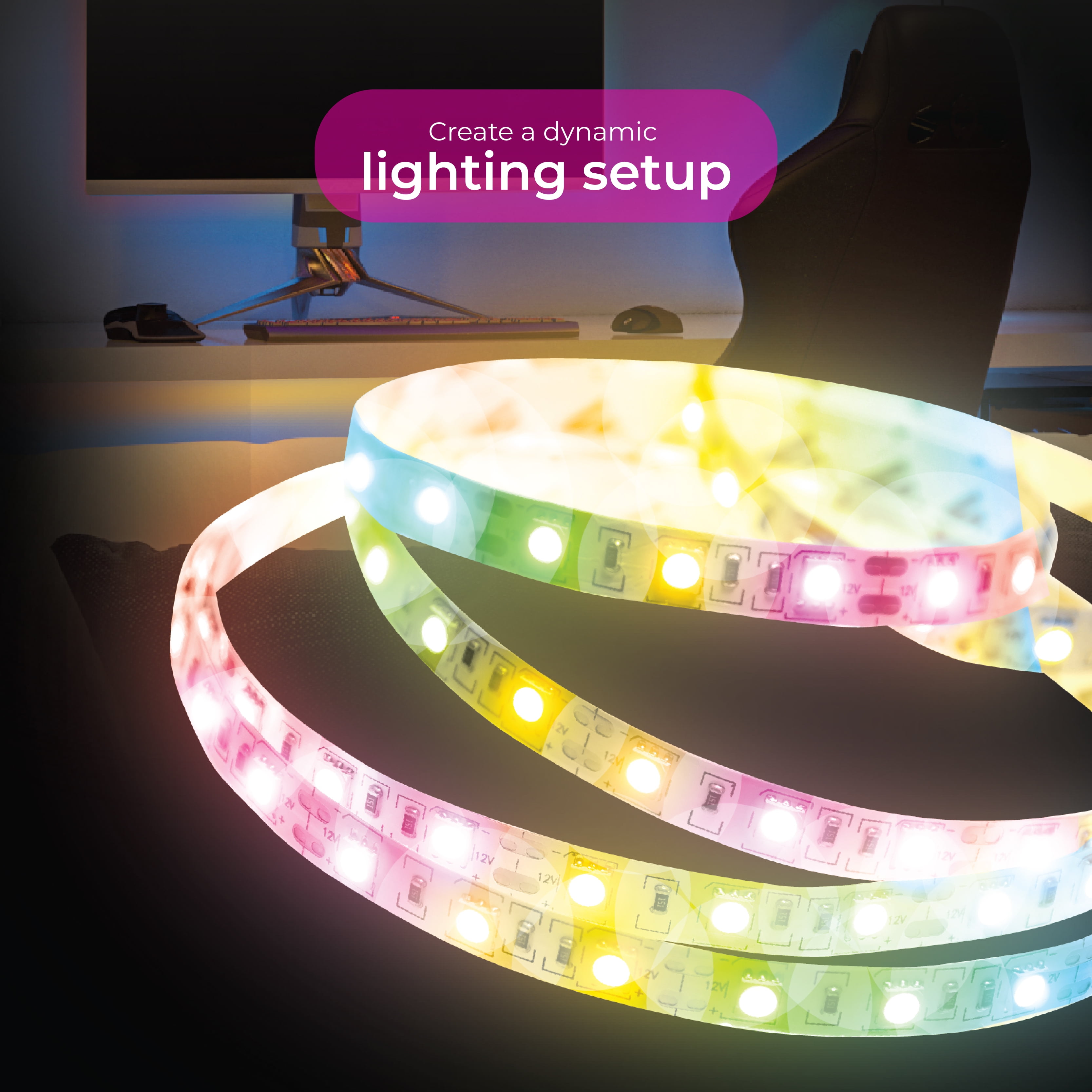 Vivitar LED Ambiance Strip, 6ft, Remote-Controlled, Multi