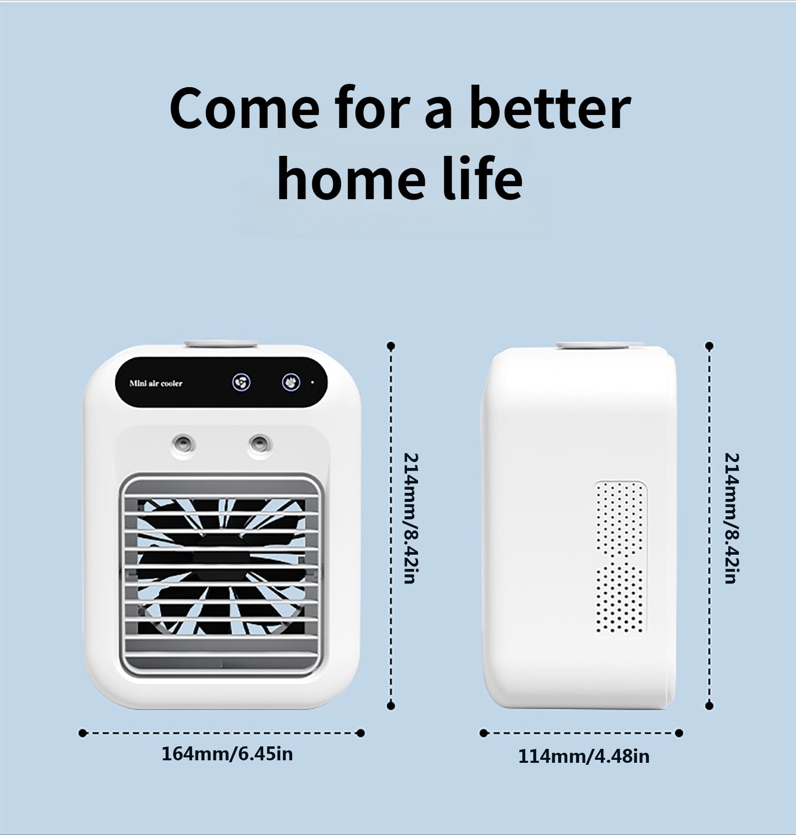 Portable Cooling Fan,USB-C Rechargeable | 25dB Quiet, 3 Speeds & Mist Modes for Home Office Desk, Bedroom, Camping