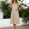 thumbnail image 1 of TaTaai Women's V-Neck Midi Dress Short Sleeve Gold Foil Print Patchwork Casual Glossy Chiffon Knee Length Summer Dress Gift, 1 of 7