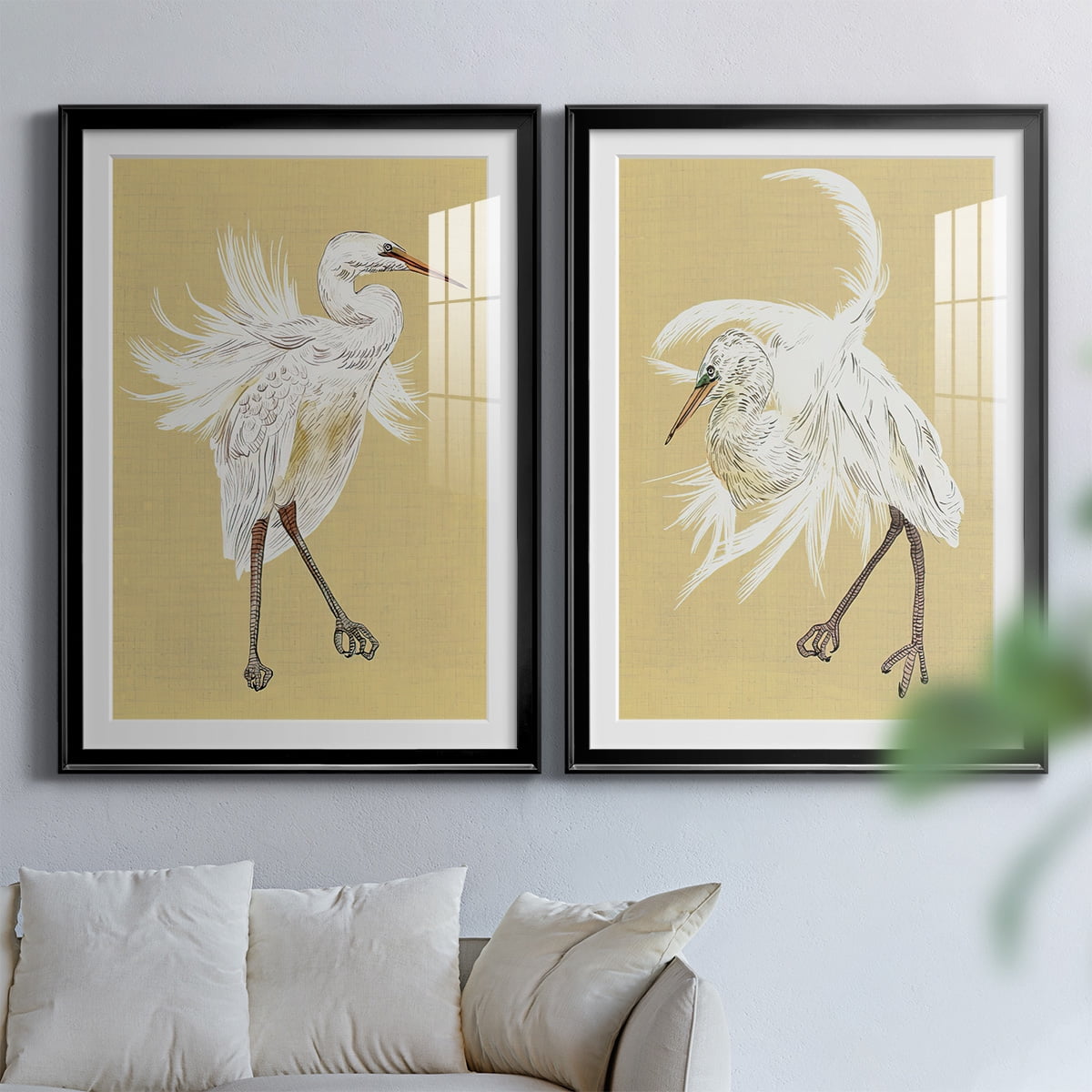 Wexford Home Heron Plumage V Premium Framed Print, 18.5" x 24.5" - Ready to Hang, Black (Set of 2)