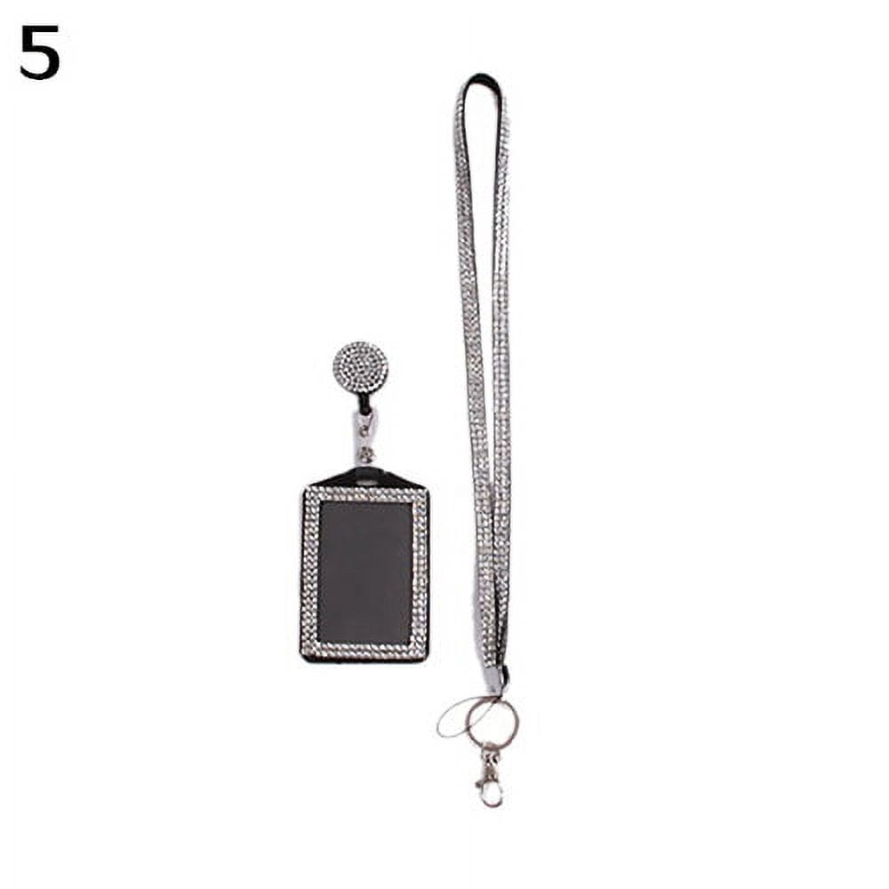 Crystal Neck Lanyard With Retractable Badge Reel – Bling ID Holder For Women, 34.8" Long, Won’t Catch Hair