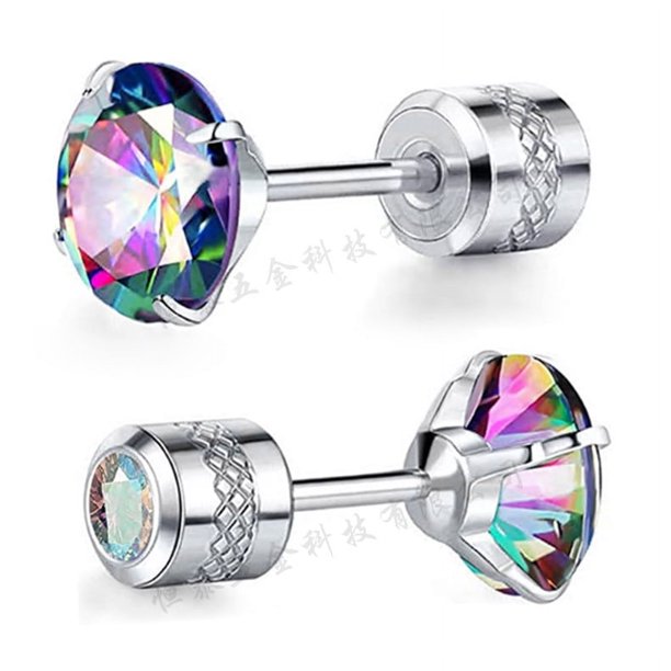 Pendientes de barra de moda europea y americana, pendientes de diamantes de imitación de doble punta, pendientes pequeños de acero inoxidable y titanio, joyería al por mayor