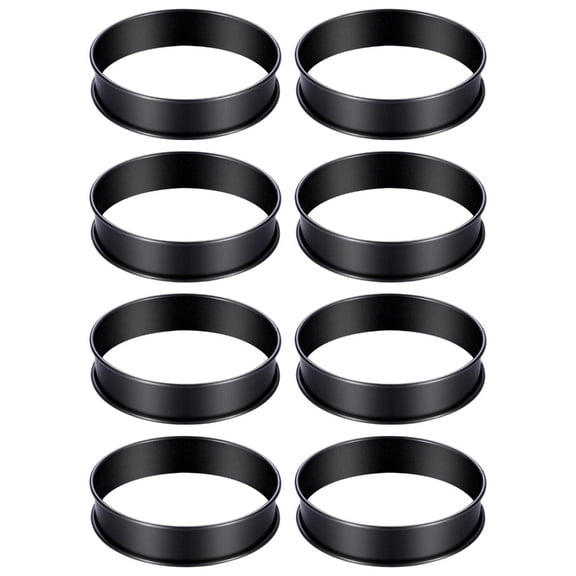 8 Pack Professional Pastry Molds Stainless Steel Cooking Molds Double Rolled Tart Rings Crumpet Molds for English Muffin