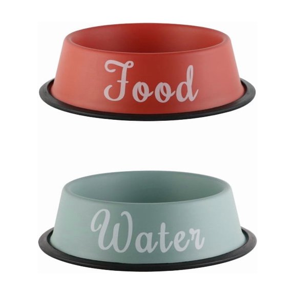 PAWPOURRI 920ml Pet Feeding Bowl, Epoxy Print – Food & Water, 8.9" x 2.1" | Non-Slip & Easy to Clean Dog and Cat Bowl