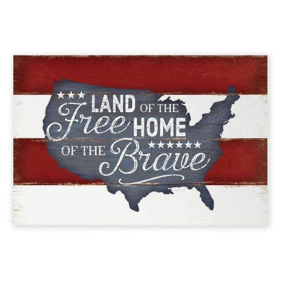 Land Of The Free Home Of The Brave Rustic Wood Sign 12x18 (Unframed)