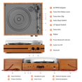 thumbnail image 4 of Reproductor de discos de vinilo con parlantes estéreo duales para estantería Tocadiscos Bluetooth con transmisión por correa vintage con parlantes externos, convierte vinilo a MP3, reproductores LP En, 4 of 5