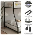 thumbnail image 3 of Aukfa Metal Bunk Bed, Twin over Full Floor Bed Frame with Mesh Guardrail for Kids Teens, Black, 3 of 8
