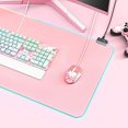 thumbnail image 2 of Pink RGB Gaming Mouse Pad 31.5x12 Inch PC XL Large Extended Glowing Led Light Up Desk Pad Non-Slip Rubber Base Computer Keyboard and Mouse Pad Cool Cute Mousepad Mat, 2 of 5