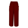 thumbnail image 5 of ManxiVoo Breathable High Stretch Waist Wide Leg Harem Pants for Women Casual Comfortable Baggy Style Lounge Wear Trousers S Size Wine, 5 of 9