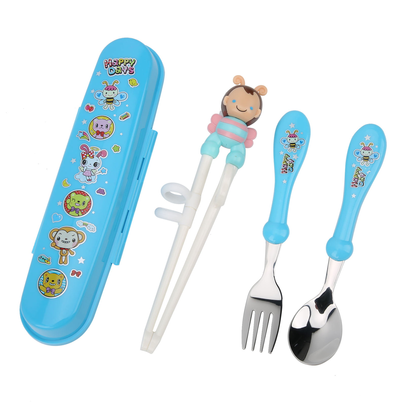 Baby Children Beginner Learning Flatware Anti-slip Right Handed Traning Helper Chopsticks 3 pcs multi color 
