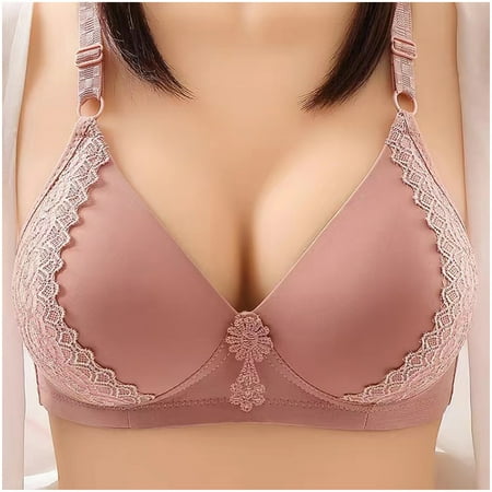 

JGGSPWM Women s Thin Large Size Breathable Gathered Underwear Women s Non-steel Bra Daily Bra Pink M