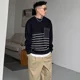 thumbnail image 5 of Camisetas para hombre, sudaderas estéticas empalmadas, tops a rayas, ropa masculina, negro, lujo, otoño 2024, diseñador coreano, social, xl, emo, 5 of 5