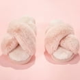 thumbnail image 6 of Women's Fuzzy Slippers House Slippers Cross Band Slippers Indoor Outdoor Soft Plush on Open Toe Slippers, 6 of 7